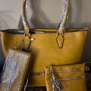 Elegant Mustard Yellow Women's Bag Set